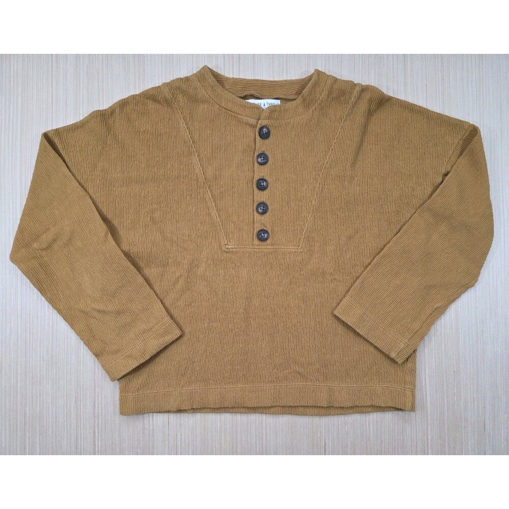 Madewell Texture & Thread Women's Seamed Henley Top Gold Textured Shirt XS